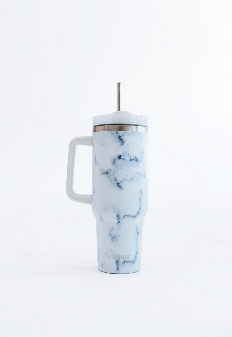 WHITE MARBLE TUMBLER BOTTLE