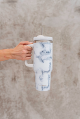 WHITE MARBLE TUMBLER BOTTLE